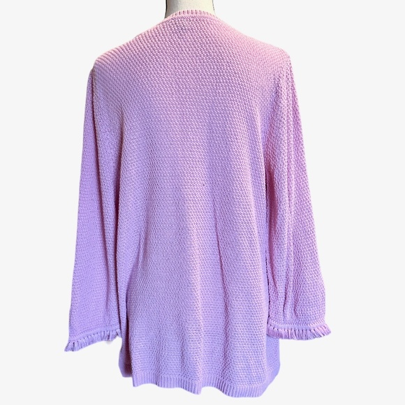 Talbots V Neck 3/4 Sleeve with Fringe Pink‎ Sweater Sz XL - Picture 5 of 8